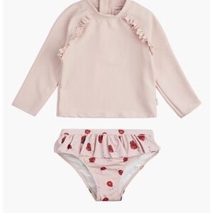 Petit Lem Blush Ruffle Rashguard Set